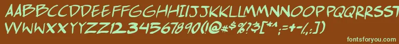 Comichustletbsital-fontti – vihreät fontit ruskealla taustalla