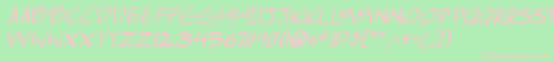 Comichustletbsital-fontti – vaaleanpunaiset fontit vihreällä taustalla