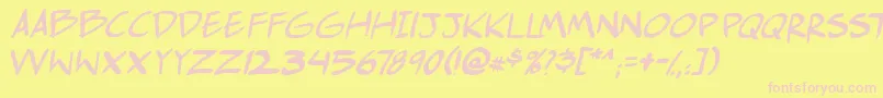 Comichustletbsital Font – Pink Fonts on Yellow Background