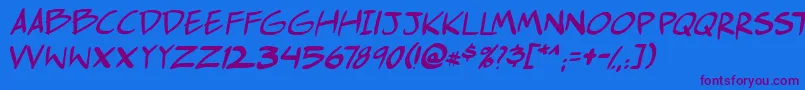 Comichustletbsital Font – Purple Fonts on Blue Background