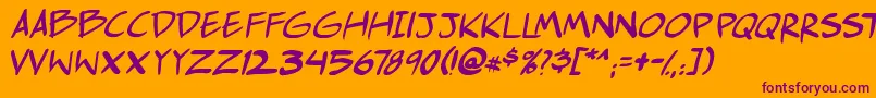 Comichustletbsital Font – Purple Fonts on Orange Background