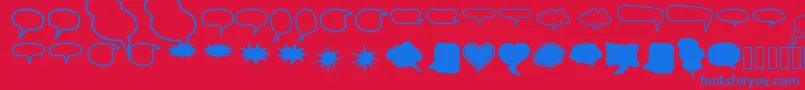 AlinSpeechBubbles2-Schriftart – Blaue Schriften auf rotem Hintergrund