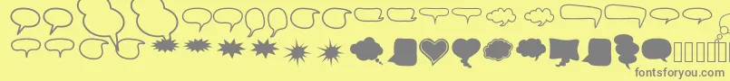 Fonte AlinSpeechBubbles2 – fontes cinzas em um fundo amarelo