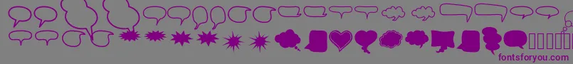 Czcionka AlinSpeechBubbles2 – fioletowe czcionki na szarym tle