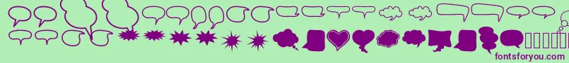 AlinSpeechBubbles2-Schriftart – Violette Schriften auf grünem Hintergrund