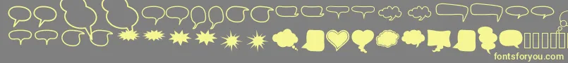 AlinSpeechBubbles2-Schriftart – Gelbe Schriften auf grauem Hintergrund
