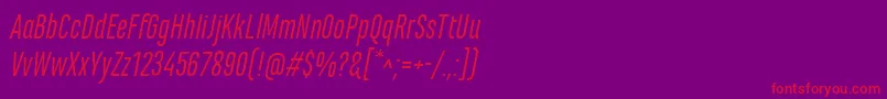 MarianinaCnFyItalic-fontti – punaiset fontit violetilla taustalla