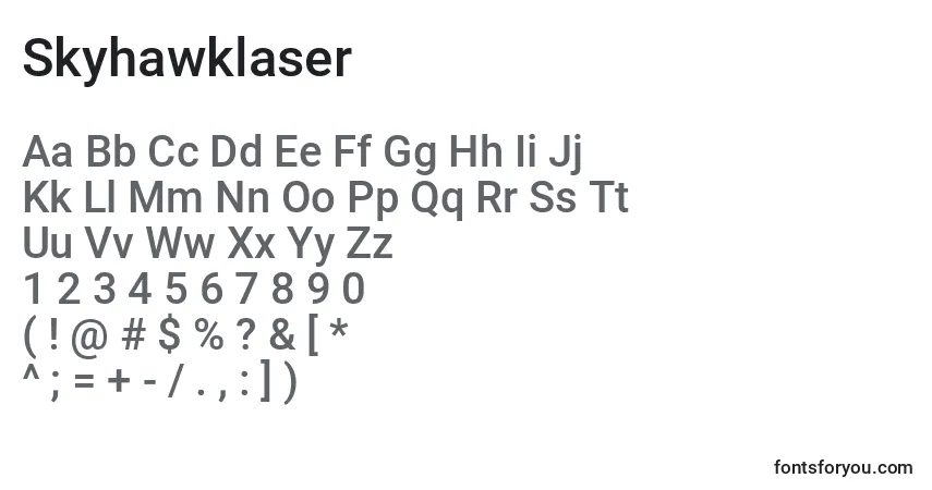 A fonte Skyhawklaser – alfabeto, números, caracteres especiais
