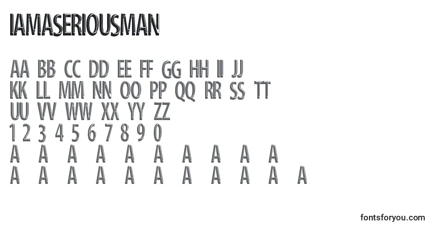 Czcionka IAmASeriousMan – alfabet, cyfry, specjalne znaki