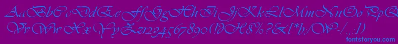 VivaldiLetPlain.1.0-Schriftart – Blaue Schriften auf violettem Hintergrund