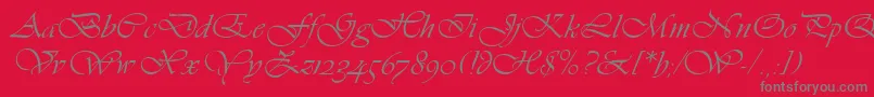 VivaldiLetPlain.1.0-Schriftart – Graue Schriften auf rotem Hintergrund