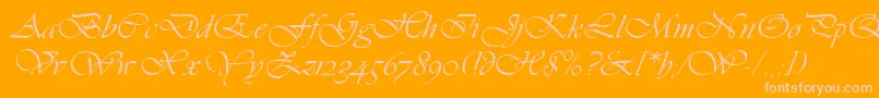 VivaldiLetPlain.1.0-Schriftart – Rosa Schriften auf orangefarbenem Hintergrund