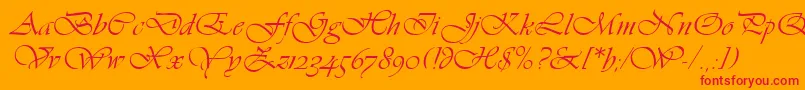 VivaldiLetPlain.1.0-Schriftart – Rote Schriften auf orangefarbenem Hintergrund