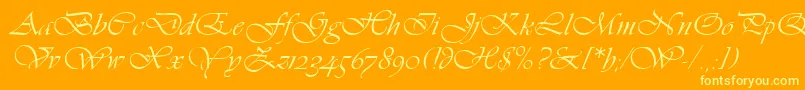 VivaldiLetPlain.1.0 Font – Yellow Fonts on Orange Background