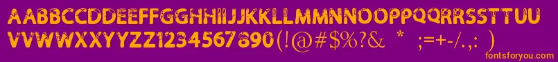 Calla-Schriftart – Orangefarbene Schriften auf violettem Hintergrund