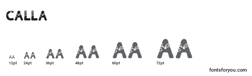 Размеры шрифта Calla
