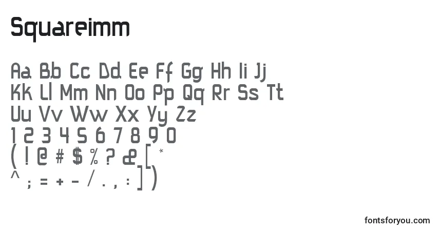 Squareimm-fontti – aakkoset, numerot, erikoismerkit