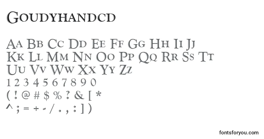 Goudyhandcd-fontti – aakkoset, numerot, erikoismerkit