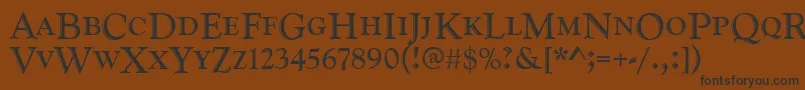 フォントGoudyhandcd – 黒い文字が茶色の背景にあります