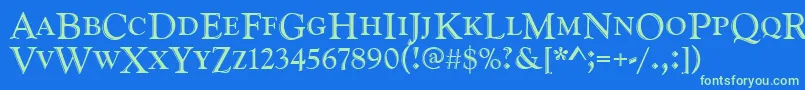 Goudyhandcd Font – Green Fonts on Blue Background