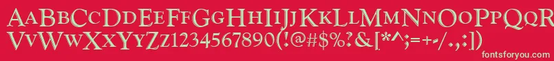 フォントGoudyhandcd – 赤い背景に緑の文字