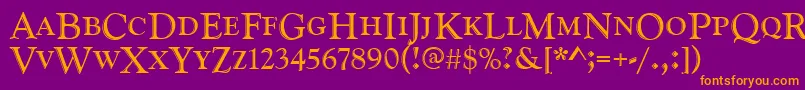 Goudyhandcd Font – Orange Fonts on Purple Background