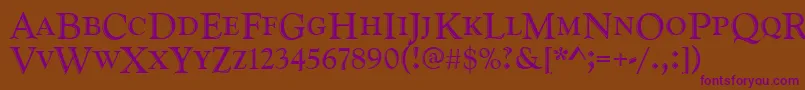 Goudyhandcd Font – Purple Fonts on Brown Background