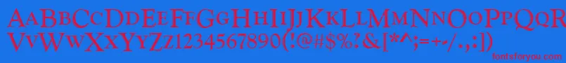 Goudyhandcd Font – Red Fonts on Blue Background