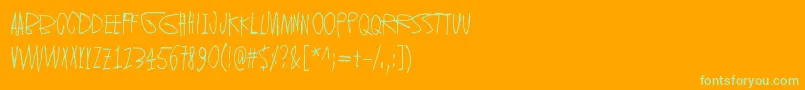 KeveatSandaalit-Schriftart – Grüne Schriften auf orangefarbenem Hintergrund