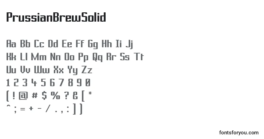 Schriftart PrussianBrewSolid – Alphabet, Zahlen, spezielle Symbole