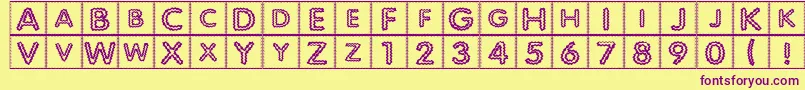 Fonte Quiltind – fontes roxas em um fundo amarelo
