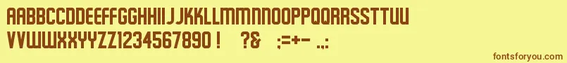 フォントSchluber – 茶色の文字が黄色の背景にあります。