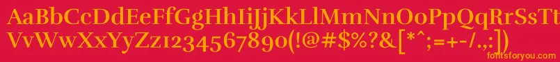 フォントRufinaBold – 赤い背景にオレンジの文字