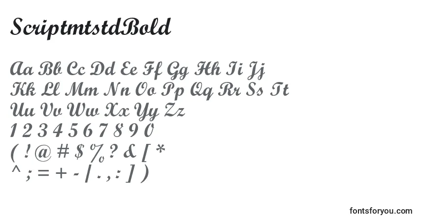 A fonte ScriptmtstdBold – alfabeto, números, caracteres especiais