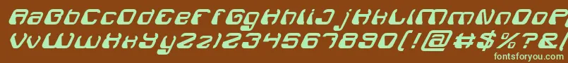 フォントElectroMagnetItalic – 緑色の文字が茶色の背景にあります。