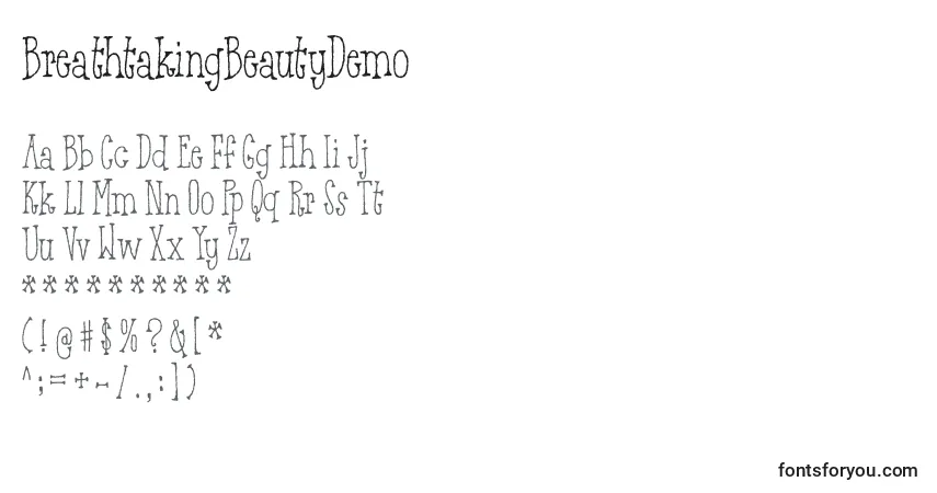 Schriftart BreathtakingBeautyDemo – Alphabet, Zahlen, spezielle Symbole