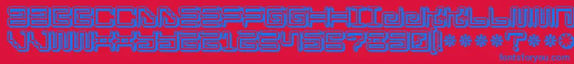 Iron Lounge Smart Dot-Schriftart – Blaue Schriften auf rotem Hintergrund