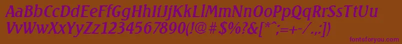 SeagullSerialRegularitalicDb Font – Purple Fonts on Brown Background