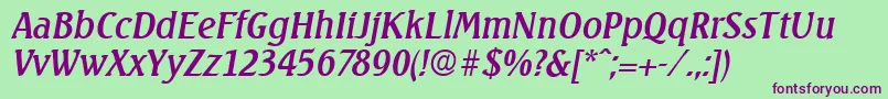 SeagullSerialRegularitalicDb Font – Purple Fonts on Green Background