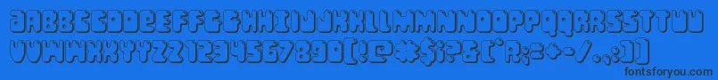 Bubblebutt3D-Schriftart – Schwarze Schriften auf blauem Hintergrund