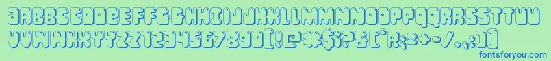 Bubblebutt3D-fontti – siniset fontit vihreällä taustalla