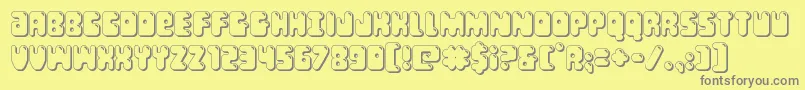Fonte Bubblebutt3D – fontes cinzas em um fundo amarelo