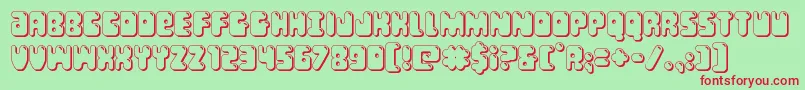 Fonte Bubblebutt3D – fontes vermelhas em um fundo verde