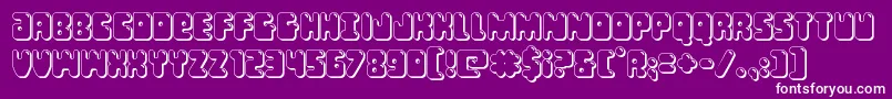 Bubblebutt3D-fontti – valkoiset fontit violetilla taustalla