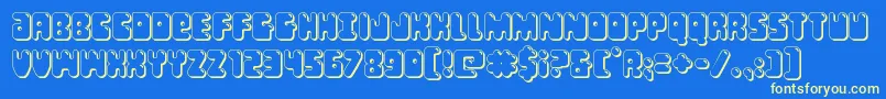 Bubblebutt3D-Schriftart – Gelbe Schriften auf blauem Hintergrund