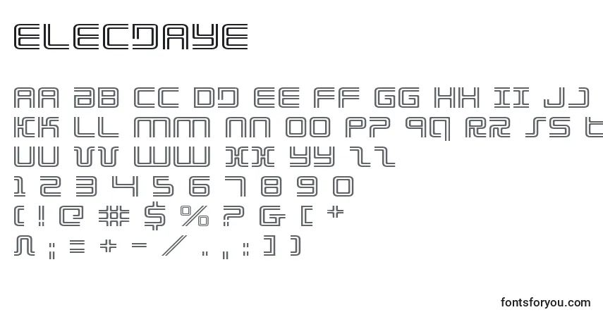Schriftart Elecdaye – Alphabet, Zahlen, spezielle Symbole