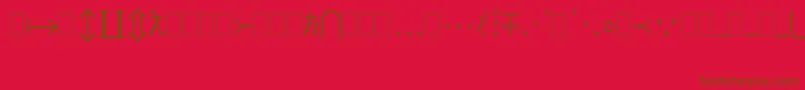 Mt-Schriftart – Braune Schriften auf rotem Hintergrund