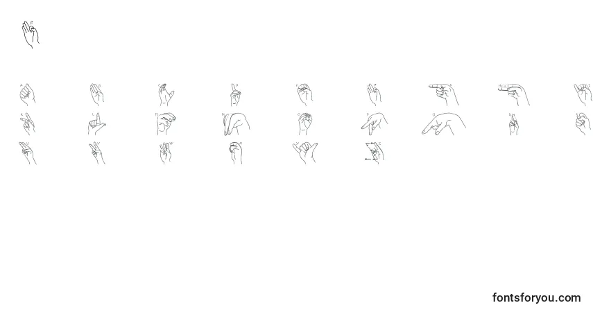 Schriftart Fingersigning – Alphabet, Zahlen, spezielle Symbole