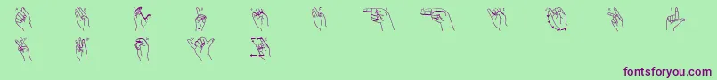 Saiba mais sobre a fonte Fingersigning Fonte Fingersigning – fontes roxas em um fundo verde