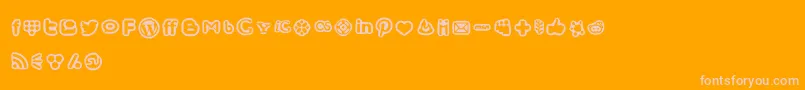 SocialMediaIconsBold-fontti – vaaleanpunaiset fontit oranssilla taustalla